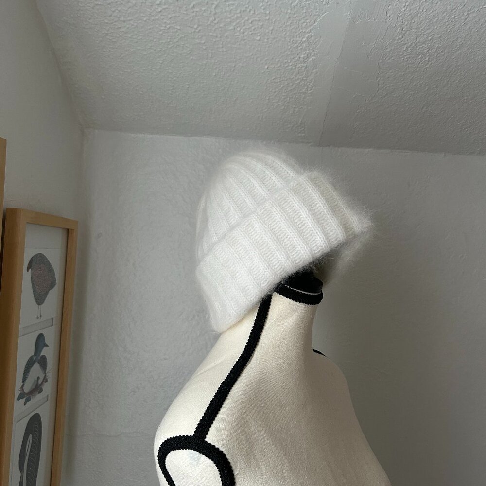 Thick Winter Hat Angora and Wool off white Made in Italy